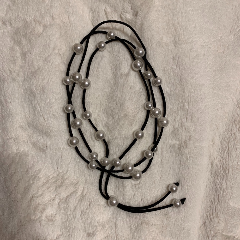 Black Suede Pearl Necklace